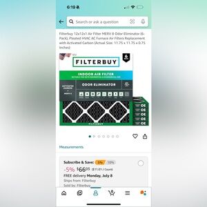 Merv 8 12x12x1 carbon filters